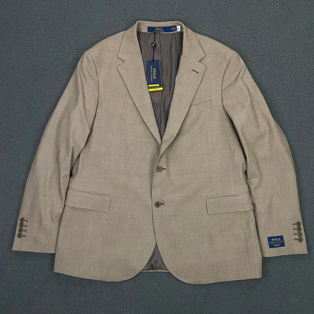 Polo Ralph Lauren Sport Coat Mens 44R Tan Glen Plaid Modern Fit Blazer Jacket